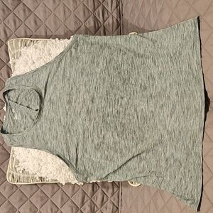 GapFit Breathe Gray Pattened Open Back Tank Top